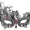 Metal Filigree Swan Masquerade Mask with Red Crystals