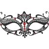 Metal Filigree Lotus Masquerade Mask with Red Crystals
