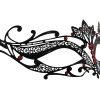 Metal Filigree Lotus Masquerade Mask with Red Crystals
