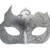 White and Silver Masquerade Mask with Glitter