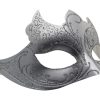 White and Silver Masquerade Mask with Glitter