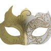 Gold and White Masquerade Mask with Glitter