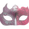 Silver and Pink Masquerade Mask with Glitter