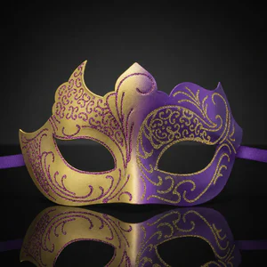 Gold and Purple Masquerade Mask with Glitter