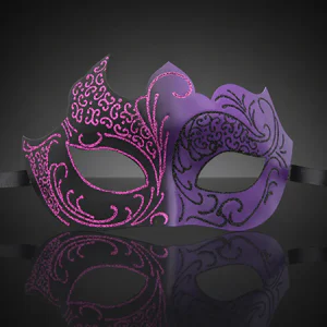 Purple and Black Masquerade Mask with Glitter