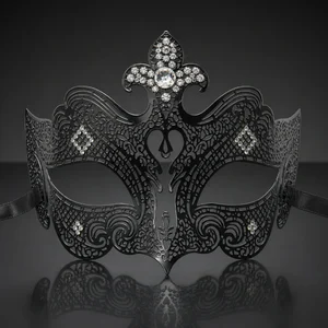 Metal Filigree Mask with Large Crystal