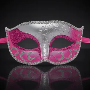 Venetian Silver and Hot Pink Masquerade Mask
