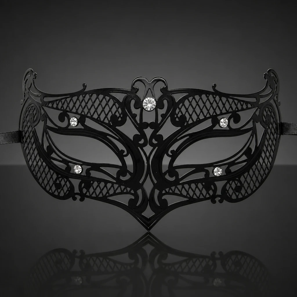 Metal Filigree Crosshatch Masquerade Mask