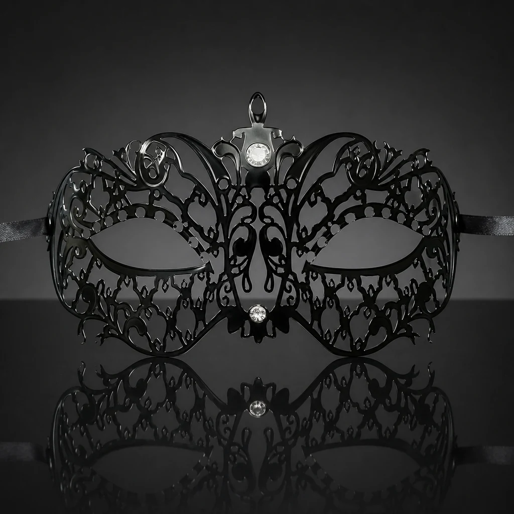 Metal Filigree Chandelier Masquerade Mask