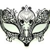 Metal Filigree High Point Heart Masquerade Mask