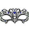 Metal Wave Filigree Masquerade Mask with Blue Crystals