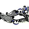 Metal Filigree Petite Swirl Masquerade Mask with Blue Crystals