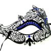 Metal Filigree Crown Masquerade Mask with Blue Crystals