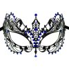 Metal Filigree Masquerade Mask with Blue Tear Drop Crystals