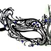 Metal Filigree Masquerade Mask with Blue Crystals