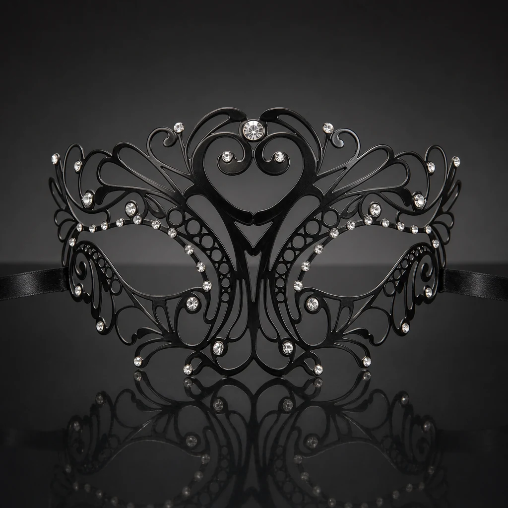 Heart Centerpiece Metal Filigree Mask