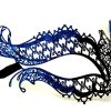 Metal Filigree Butterfly Masquerade Mask with Blue Glitter