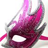 Hot Pink and Silver Swan Detailed Masquerade Mask
