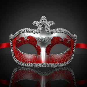 Red and Silver Masquerade Mask