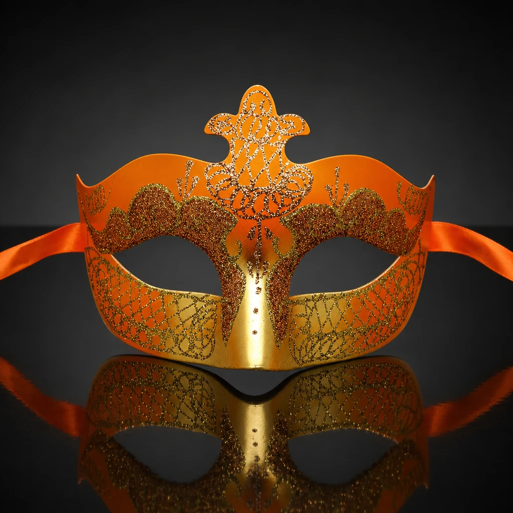 Orange and Gold Masquerade Mask
