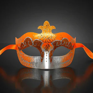 Orange and Silver Masquerade Mask
