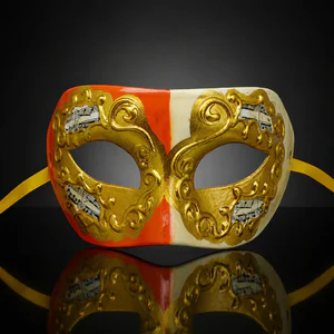 Cream and Orange Venetian Mask