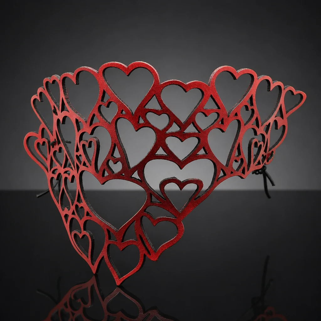 Queen Of Hearts Red Authentic Leather Mask