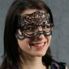 Black Real Leather Victorian Mask for Glasses