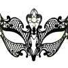 Metal Filigree Crosshatch Masquerade Mask with Crystals