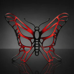 Red and Black Butterfly Authentic Leather Filigree Mask