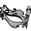Metal Filigree Crosshatch Masquerade Mask with Crystals