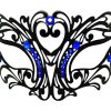 Heart Centerpiece Metal Filigree Mask with Blue Crystals