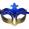 Royal Blue and Gold Masquerade Mask with Glitter