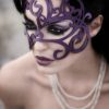 Purple Authentic Leather Filigree Mask