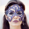 Purple Authentic Leather Filigree Mask