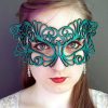 Teal Green Authentic Leather Filigree Mask