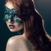 Green Authentic Leather Filigree Mask