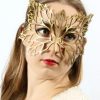 Golden Autumn Authentic Leather Filigree Mask