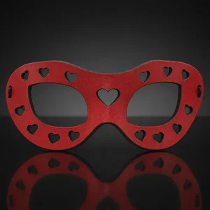 Red Hearts Leather Eye Mask