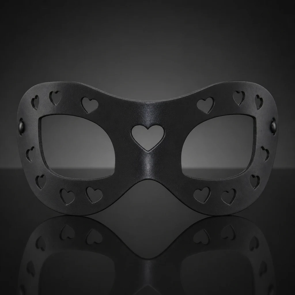 Black Hearts Leather Eye Mask