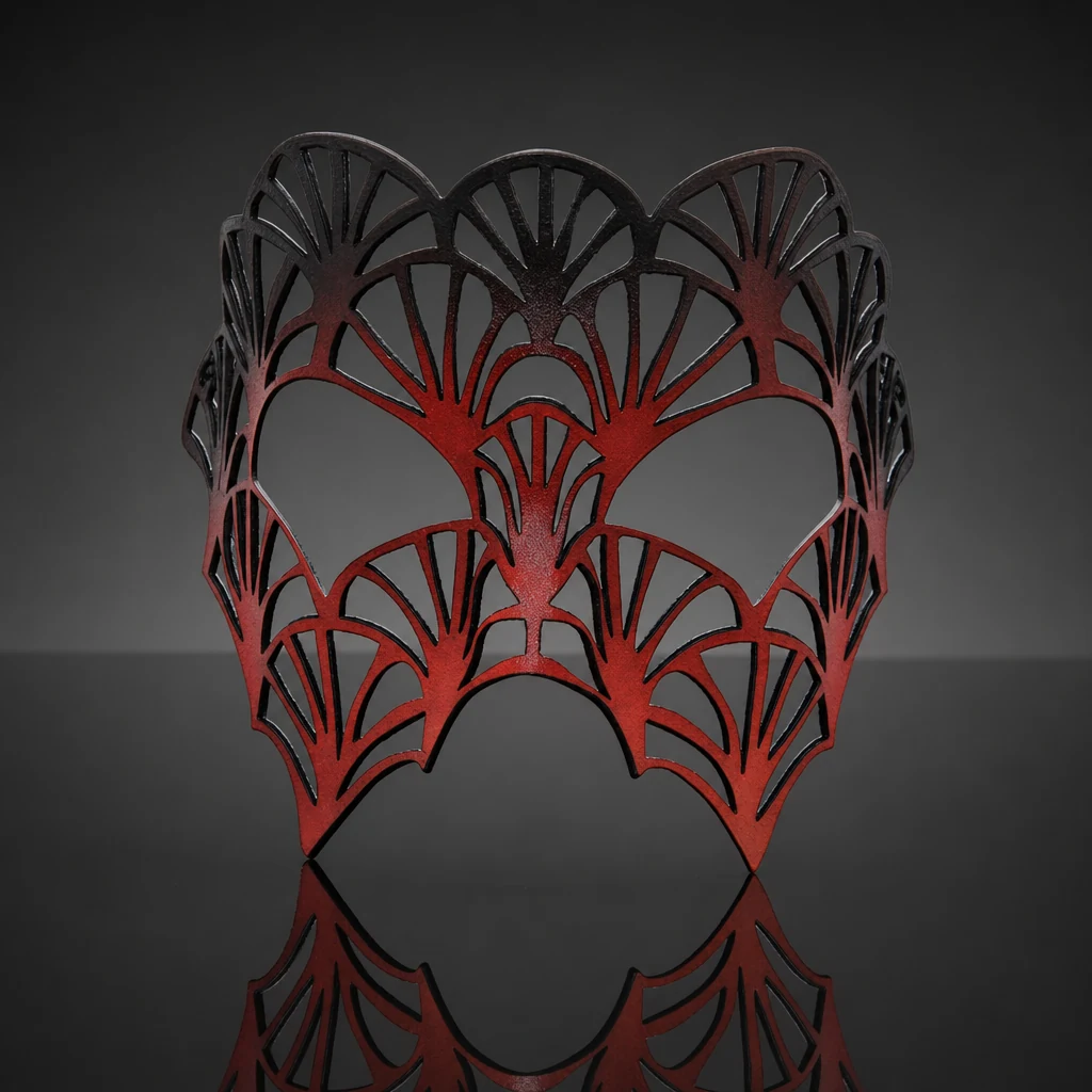 Red and Black Oriental Leather Mask
