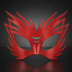 Red Wild Authentic Leather Filigree Mask