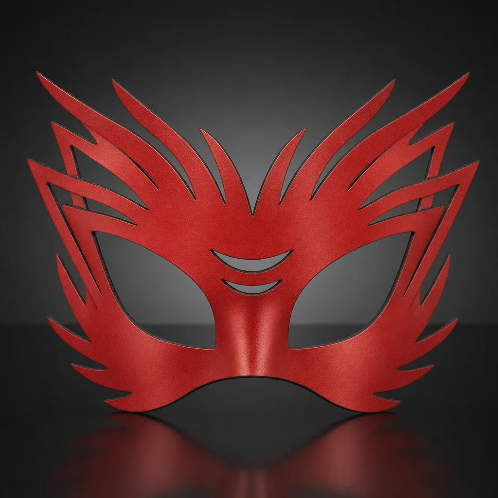 Red Wild Authentic Leather Filigree Mask