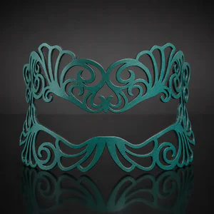 Teal Green Authentic Leather Filigree Mask for Glasses