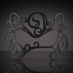 Black Authentic Leather Filigree Swirl Mask for Glasses