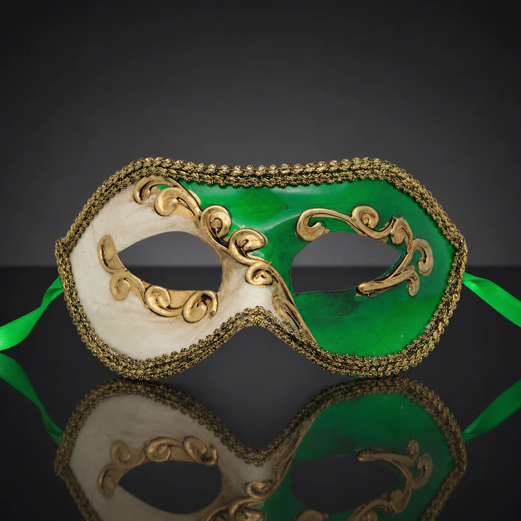 Classic Green Abstract Venetian Mask