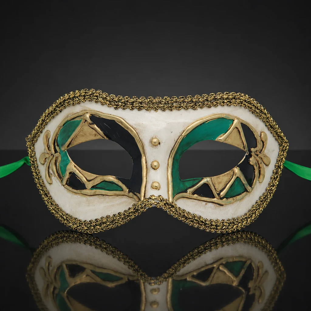 Black, Green and Gold Venetian Mask