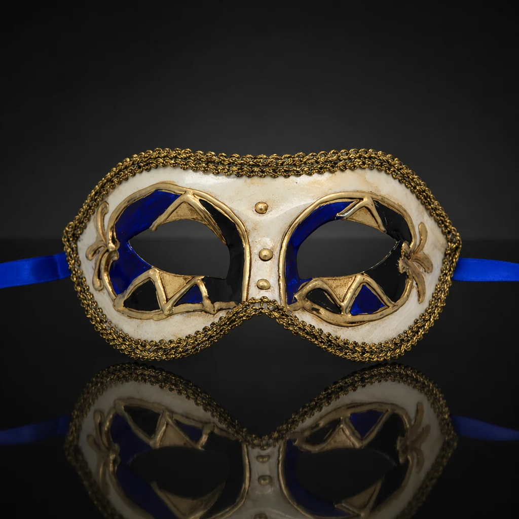 Black, Blue and Gold Venetian Mask