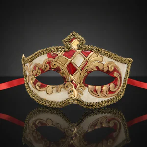 Gold and Red High Point Venetian Mask