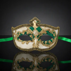 Gold and Green High Point Venetian Mask